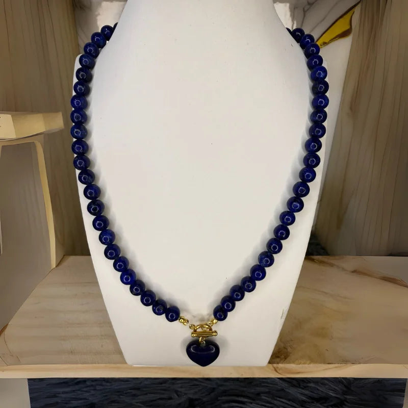 Collares de bolitas con dijes en forma de corazon + Pulsera de regalo